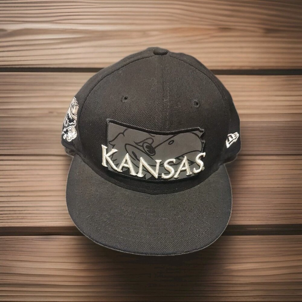 Kansas Jayhawks NEW ERA 9FIFTY Black Embroidered Trucker Hat NCAA Basketball